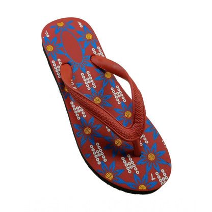 Generic Unisex Printed Lightweight Flip-Flop Hawai Slipper (Red)