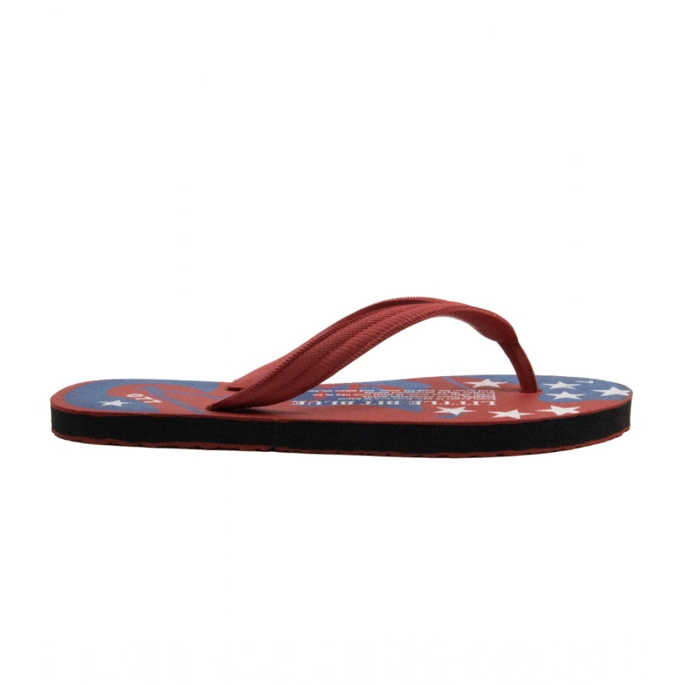 Generic Unisex Printed Lightweight Flip-Flop Hawai Slipper (Red)