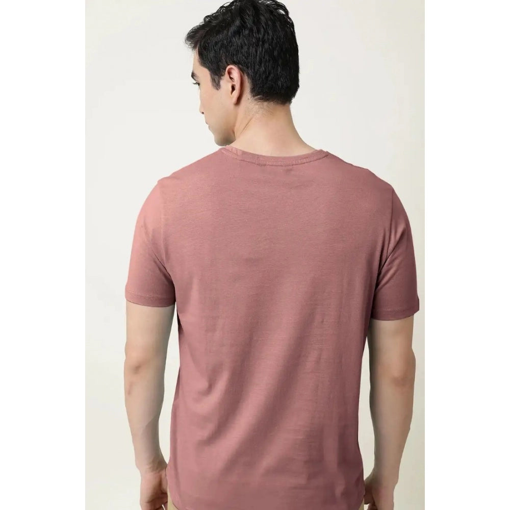 Men's Casual Half sleeve Solid Cotton V Neck T-shirt (Onion)