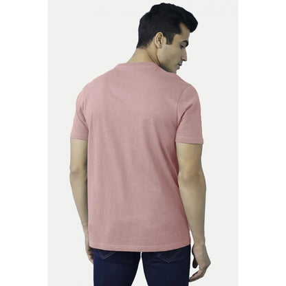 Men's Casual Half sleeve Digital Printed Cotton Crew Neck T-shirt (Coral)