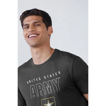 Men's Casual Half sleeve Printed Cotton Crew Neck T-shirt (Black)