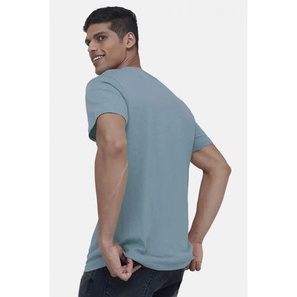 Men's Casual Half sleeve Digital Printed Cotton Crew Neck T-shirt (Teal)