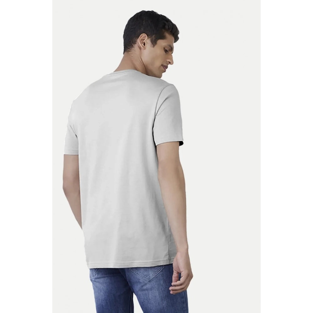 Men's Casual Half sleeve Solid Cotton Crew Neck T-shirt (Light Grey)