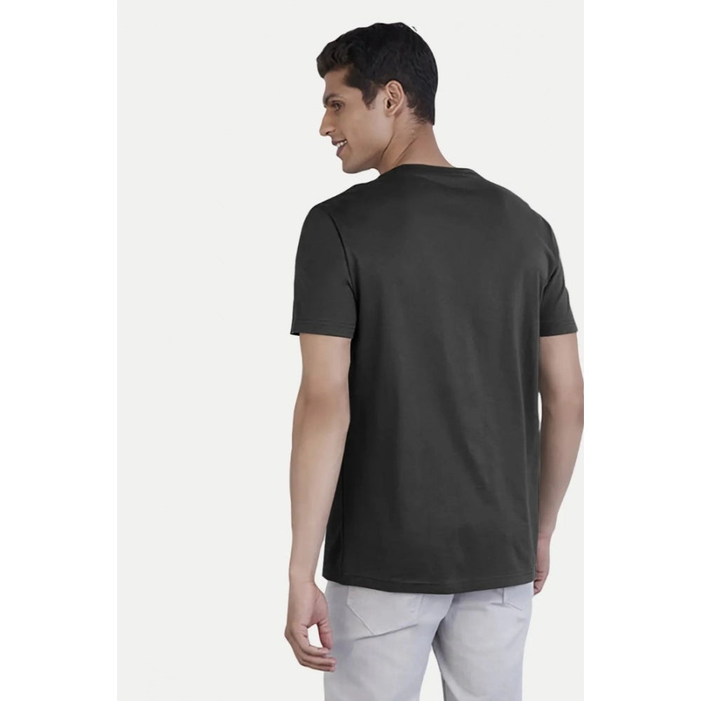 Men's Casual Half sleeve Printed Cotton Crew Neck T-shirt (Black)