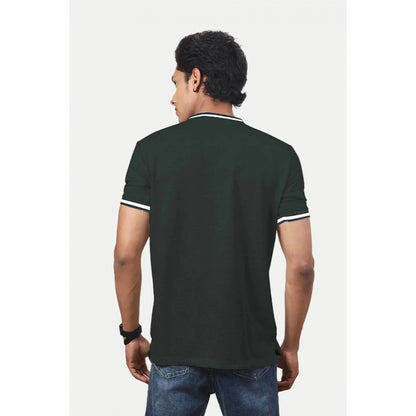 Men's Casual Half sleeve Solid Polyester Crew Neck T-shirt (Olive)