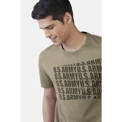 Men's Casual Half sleeve Printed Cotton Crew Neck T-shirt (Green)