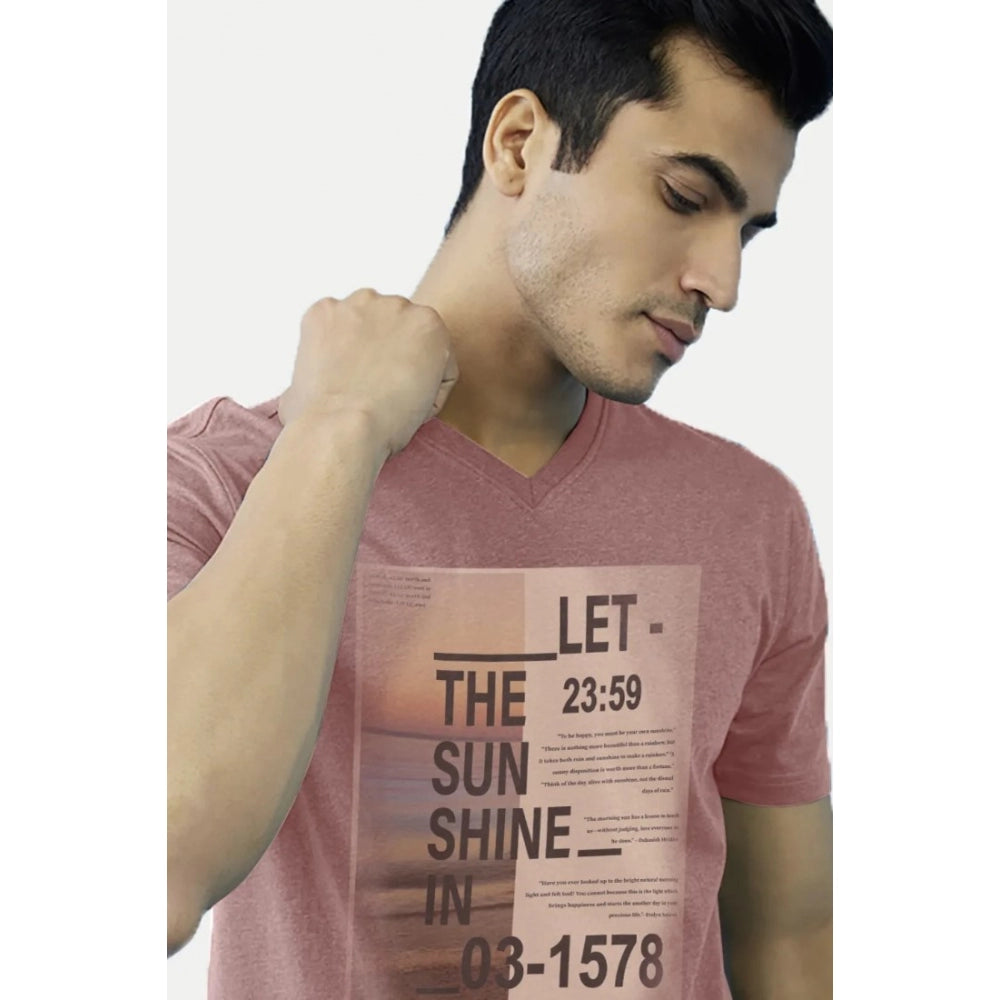 Men's Casual Half sleeve Digital Printed Cotton Crew Neck T-shirt (Coral)