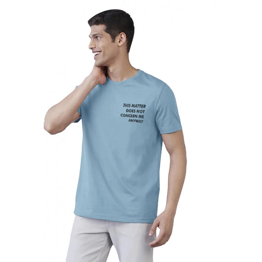 Men's Casual Half sleeve Printed Cotton Round Neck T-shirt (Teal)