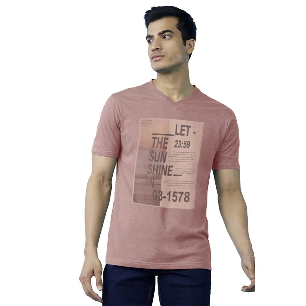 Men's Casual Half sleeve Digital Printed Cotton Crew Neck T-shirt (Coral)