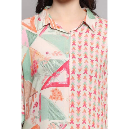 Generic Women's Casual 3/4 Sleeve Viscose Rayon Printed Kurti (Pink)