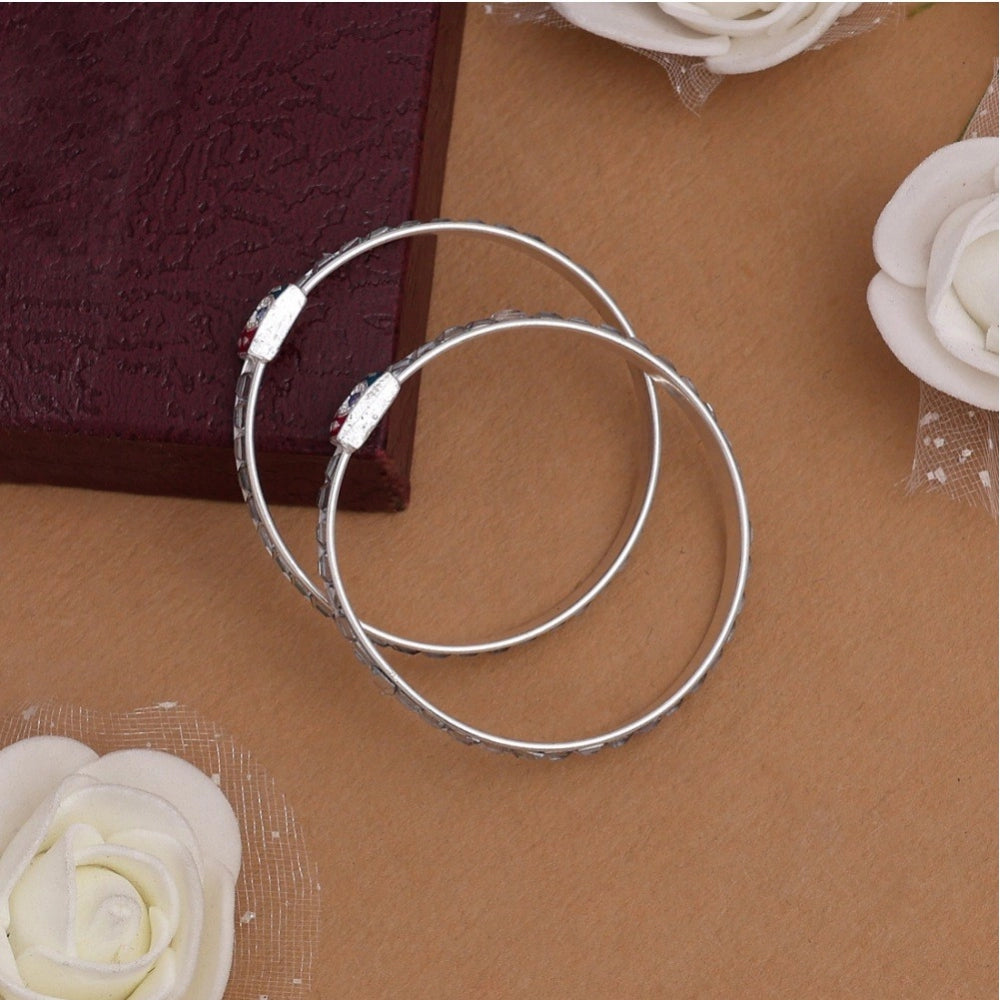 Generic Silver Color 1 Pair Of Oxidised Kids Bangles Size: 1.6