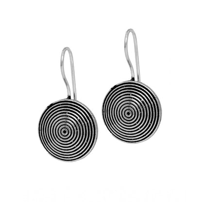 Generic Women's Jalebi Design Silver Tone Oxidised Stud Brass Earrings