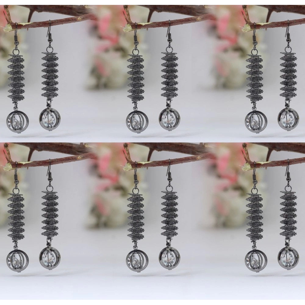 Women's Black Color Antique Earrings Combo Of 6 Pairs