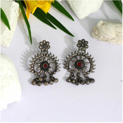 Generic Women's Maroon Color Oxidised Earrings