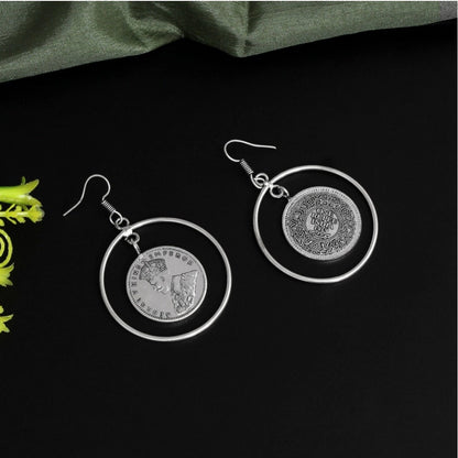 Generic Women's Silver Color Oxidised Earrings