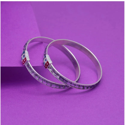 Generic Silver Color 1 Pair Of Oxidised Kids Bangles Size: 1.6