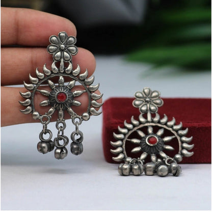 Generic Women's Maroon Color Oxidised Earrings