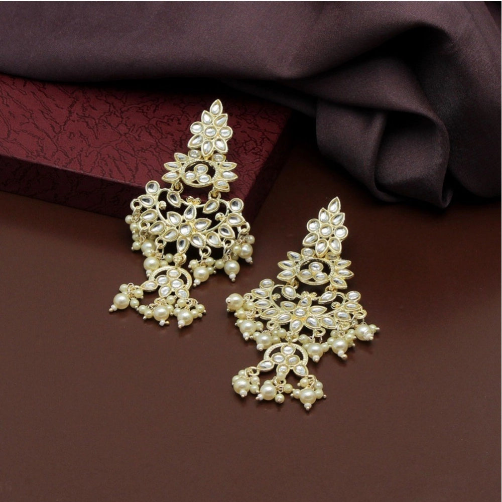 Generic Women's White Color Kundan Earrings