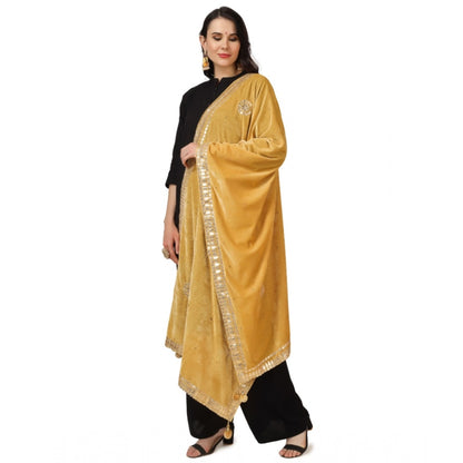 Women's Velvet Gotta Patti Dupatta (Yellow, Length: 2.25 to 2.50 Mtr)