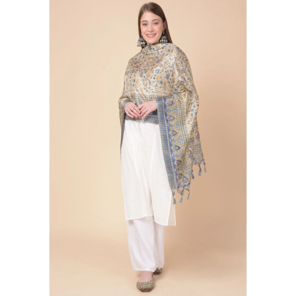 Women's Art Silk Printed Dupatta (Grey, Length: 2.25 to 2.50 Mtr)