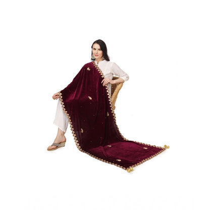 Generic Women's Velvet Gotta Patti Dupatta (Purple, Length: 2.25 to 2.50 Mtr)