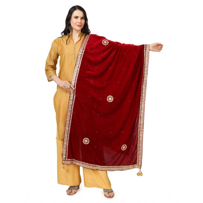 Women's Velvet Gotta Patti Dupatta (Maroon, Length: 2.25 to 2.50 Mtr)