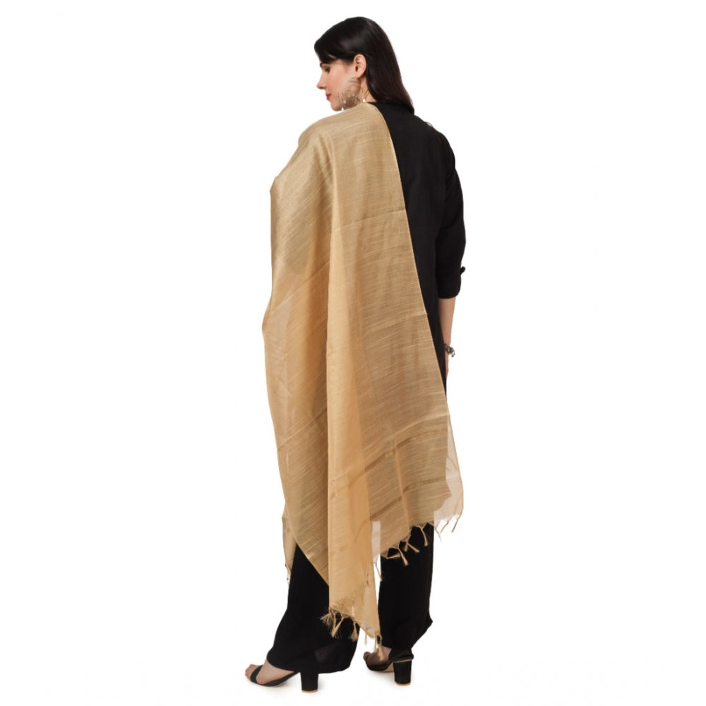 Generic Women's Chanderi Solid Dupatta (Gold, Length: 2.25 to 2.50 Mtr)