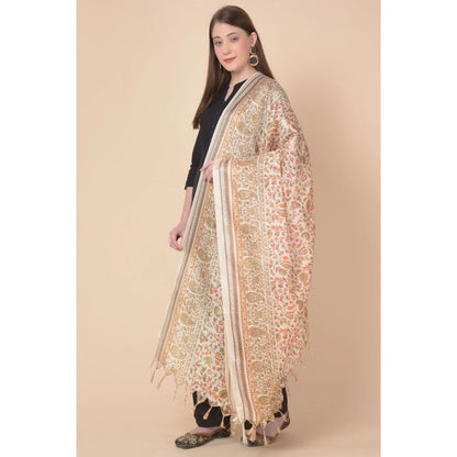 Generic Women's Art Silk Printed Dupatta (White, Length: 2.25 to 2.50 Mtr)