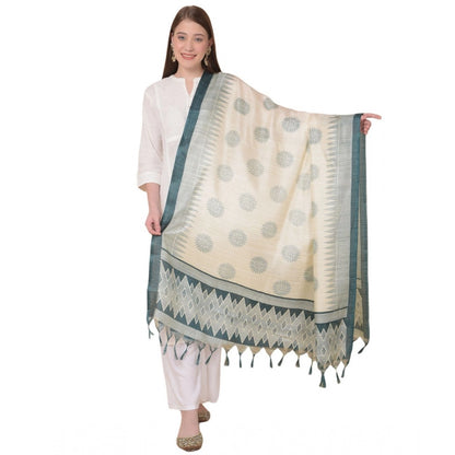 Generic Women's Art Silk Printed Dupatta (Grey, Length: 2.25 to 2.50 Mtr)