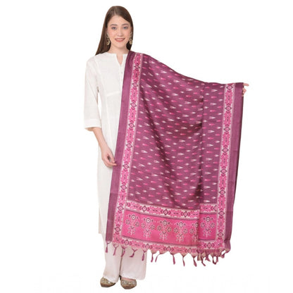 Generic Women's Art Silk Printed Dupatta (Purple, Length: 2.25 to 2.50 Mtr)