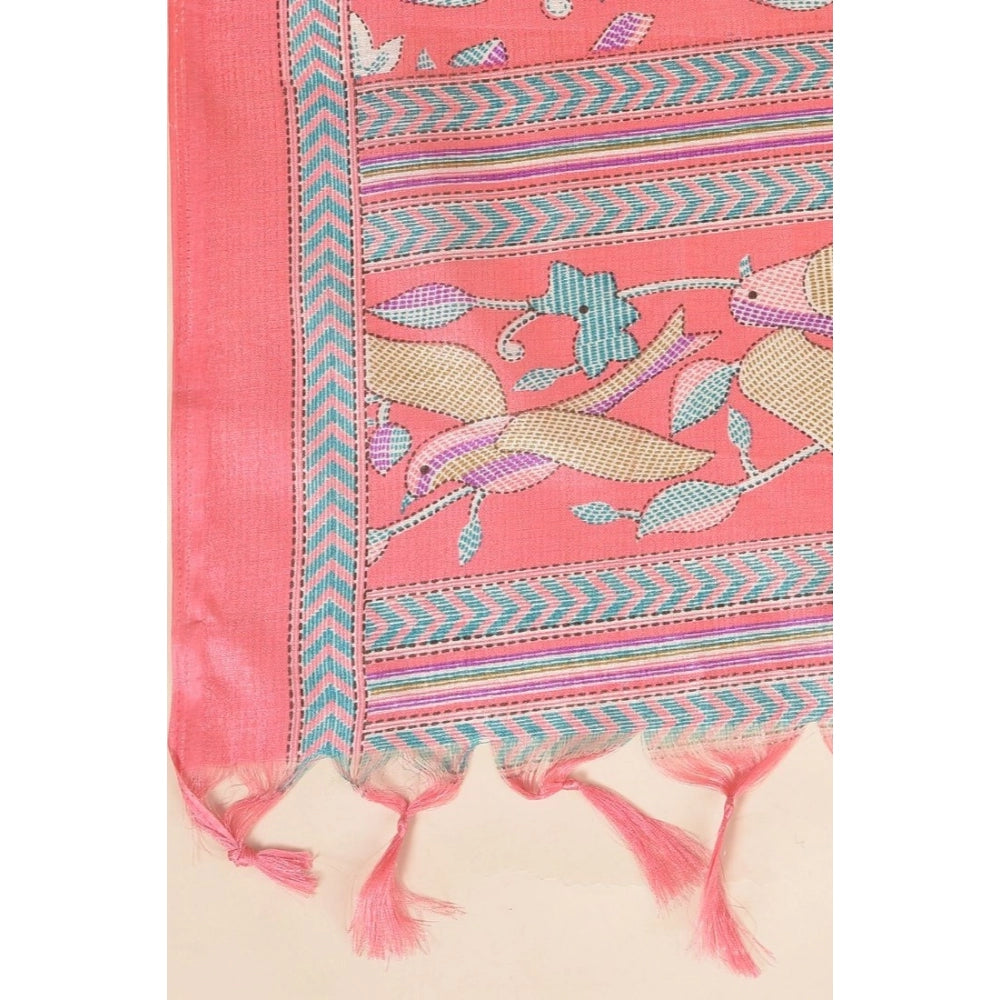 Generic Women's Art Silk Printed Dupatta (Pink, Length: 2.25 to 2.50 Mtr)