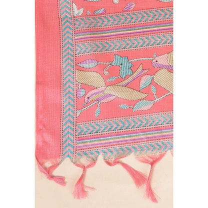 Generic Women's Art Silk Printed Dupatta (Pink, Length: 2.25 to 2.50 Mtr)