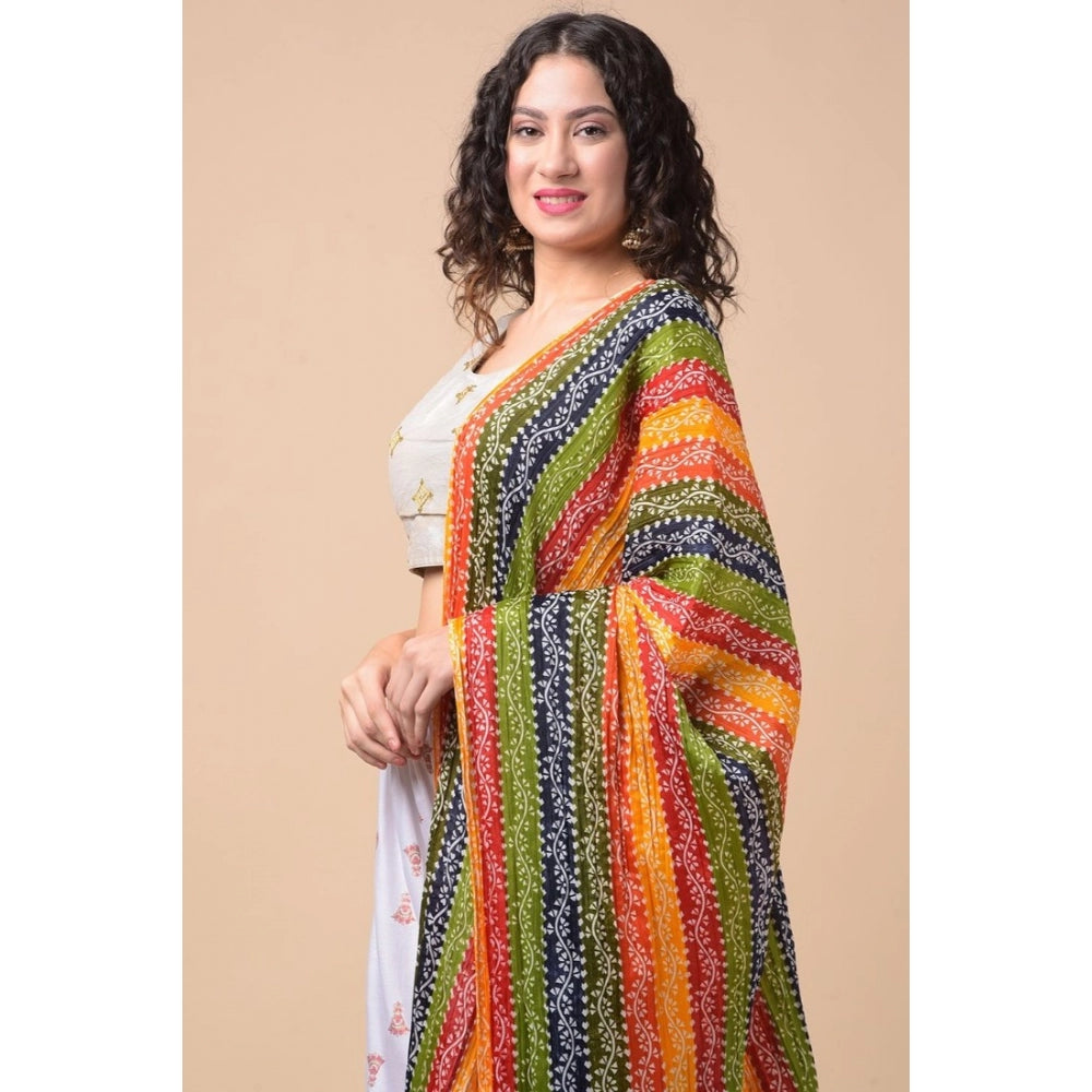 Generic Women's Chanderi Printed Dupatta (Multicolor, Length: 2.25 to 2.50 Mtr)