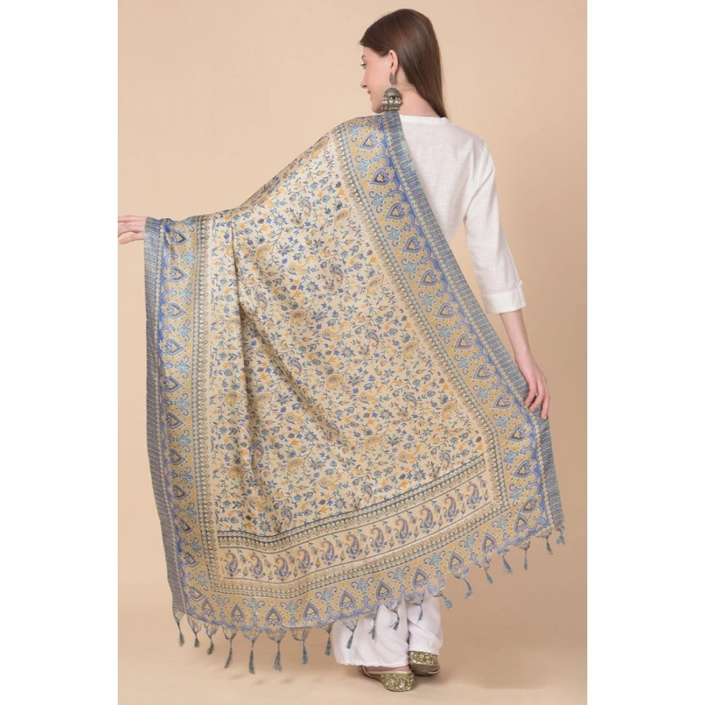 Women's Art Silk Printed Dupatta (Grey, Length: 2.25 to 2.50 Mtr)