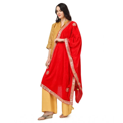 Women's Velvet Gotta Patti Dupatta (Red, Length: 2.25 to 2.50 Mtr)