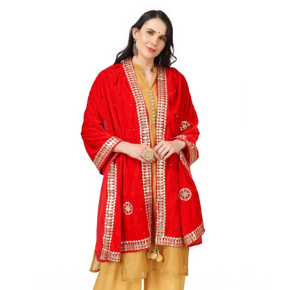 Women's Velvet Gotta Patti Dupatta (Red, Length: 2.25 to 2.50 Mtr)