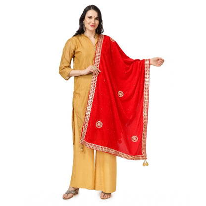 Women's Velvet Gotta Patti Dupatta (Red, Length: 2.25 to 2.50 Mtr)