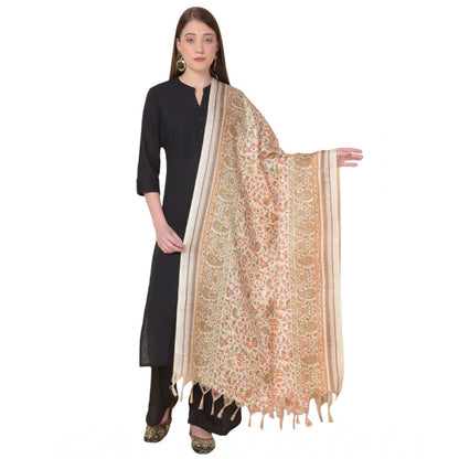 Generic Women's Art Silk Printed Dupatta (White, Length: 2.25 to 2.50 Mtr)