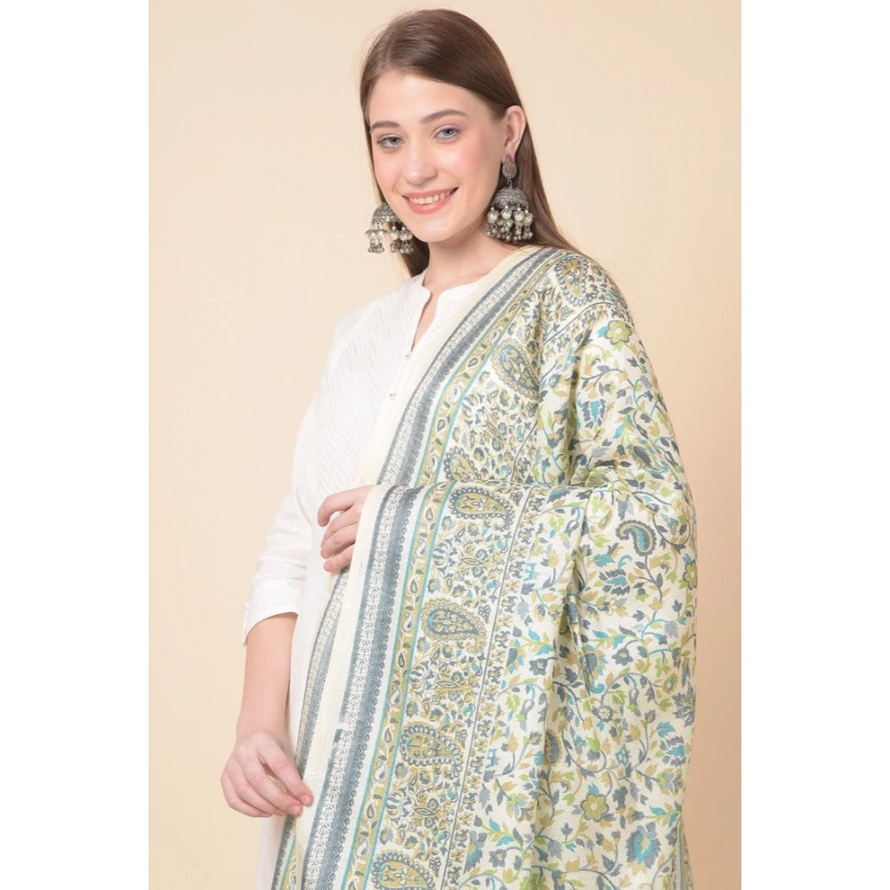 Generic Women's Art Silk Printed Dupatta (Off White, Length: 2.25 to 2.50 Mtr)