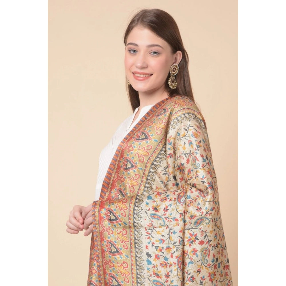 Generic Women's Art Silk Printed Dupatta (Gold, Length: 2.25 to 2.50 Mtr)