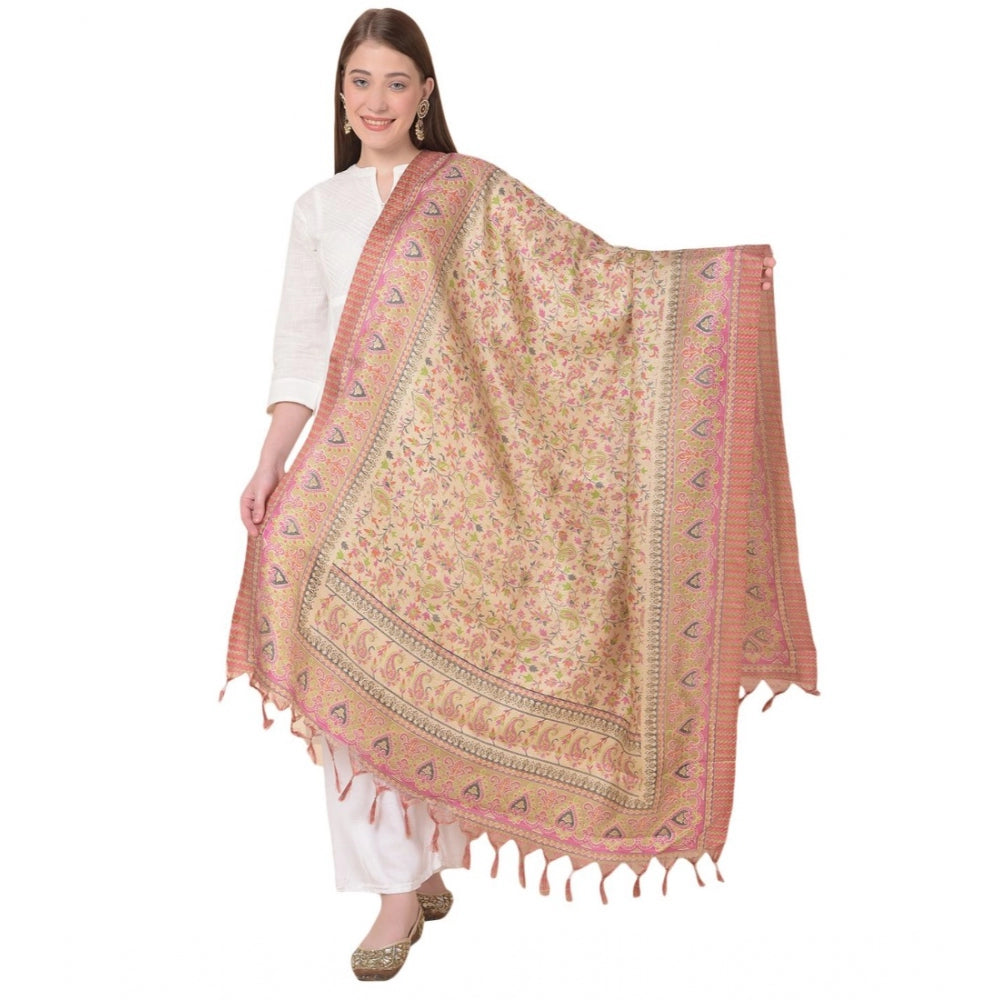 Generic Women's Art Silk Printed Dupatta (Pink, Length: 2.25 to 2.50 Mtr)