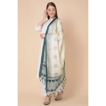 Generic Women's Art Silk Printed Dupatta (Grey, Length: 2.25 to 2.50 Mtr)