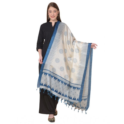 Women's Art Silk Printed Dupatta (Turquoise, Length: 2.25 to 2.50 Mtr)