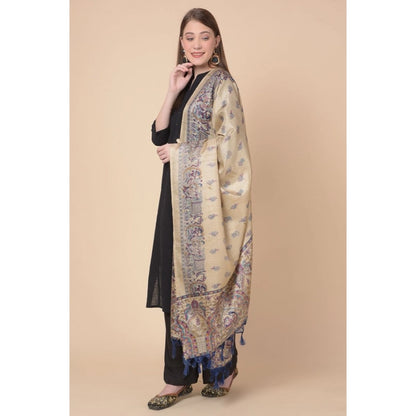 Generic Women's Art Silk Printed Dupatta (Gold, Length: 2.25 to 2.50 Mtr)