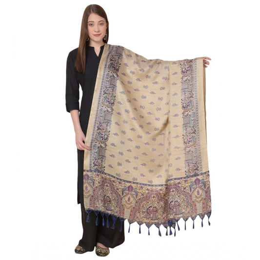 Generic Women's Art Silk Printed Dupatta (Gold, Length: 2.25 to 2.50 Mtr)