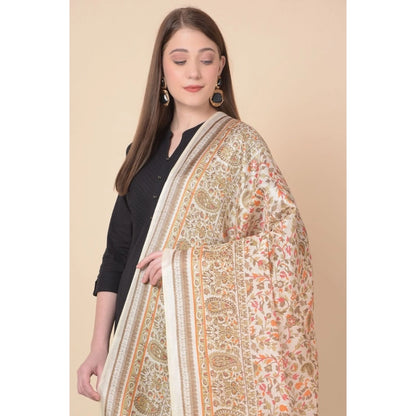 Generic Women's Art Silk Printed Dupatta (White, Length: 2.25 to 2.50 Mtr)