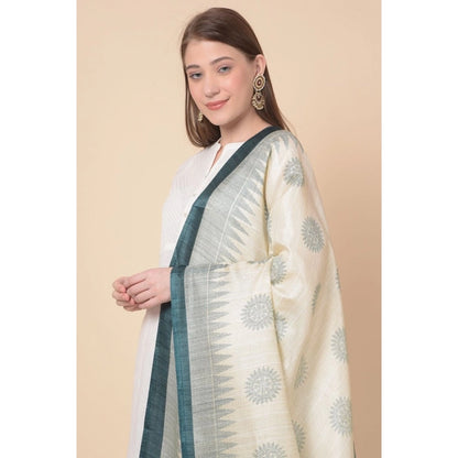 Generic Women's Art Silk Printed Dupatta (Grey, Length: 2.25 to 2.50 Mtr)