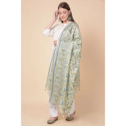 Generic Women's Art Silk Printed Dupatta (Off White, Length: 2.25 to 2.50 Mtr)