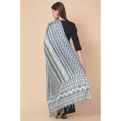 Generic Women's Art Silk Printed Dupatta (Grey, Length: 2.25 to 2.50 Mtr)