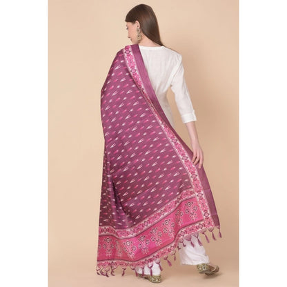 Generic Women's Art Silk Printed Dupatta (Purple, Length: 2.25 to 2.50 Mtr)